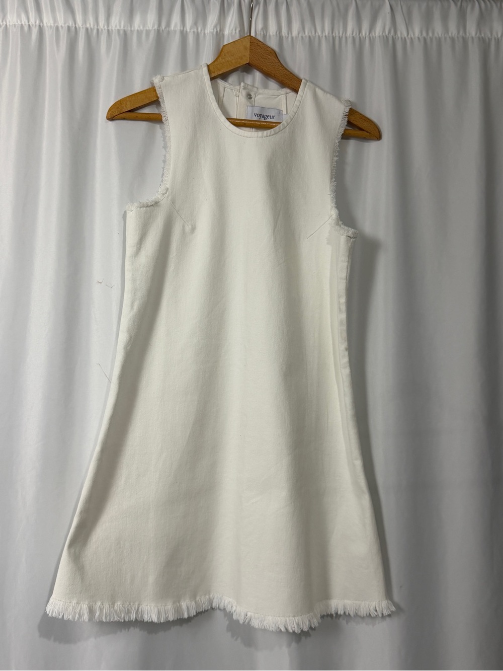 Voyageur by MERSEA White Luna Denim Fray Shift Summer Dress - Size S